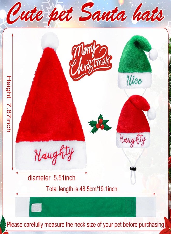 SilTriangle 4 Pcs Cat Dog Christmas Costume Santa Hat with Scarf Naughty or Nice Christmas Plush Hats for Cats Small Dog Pet Xmas Outfits Clothes for Puppy Kitten Doll Party Supplies, Medium - Image 2